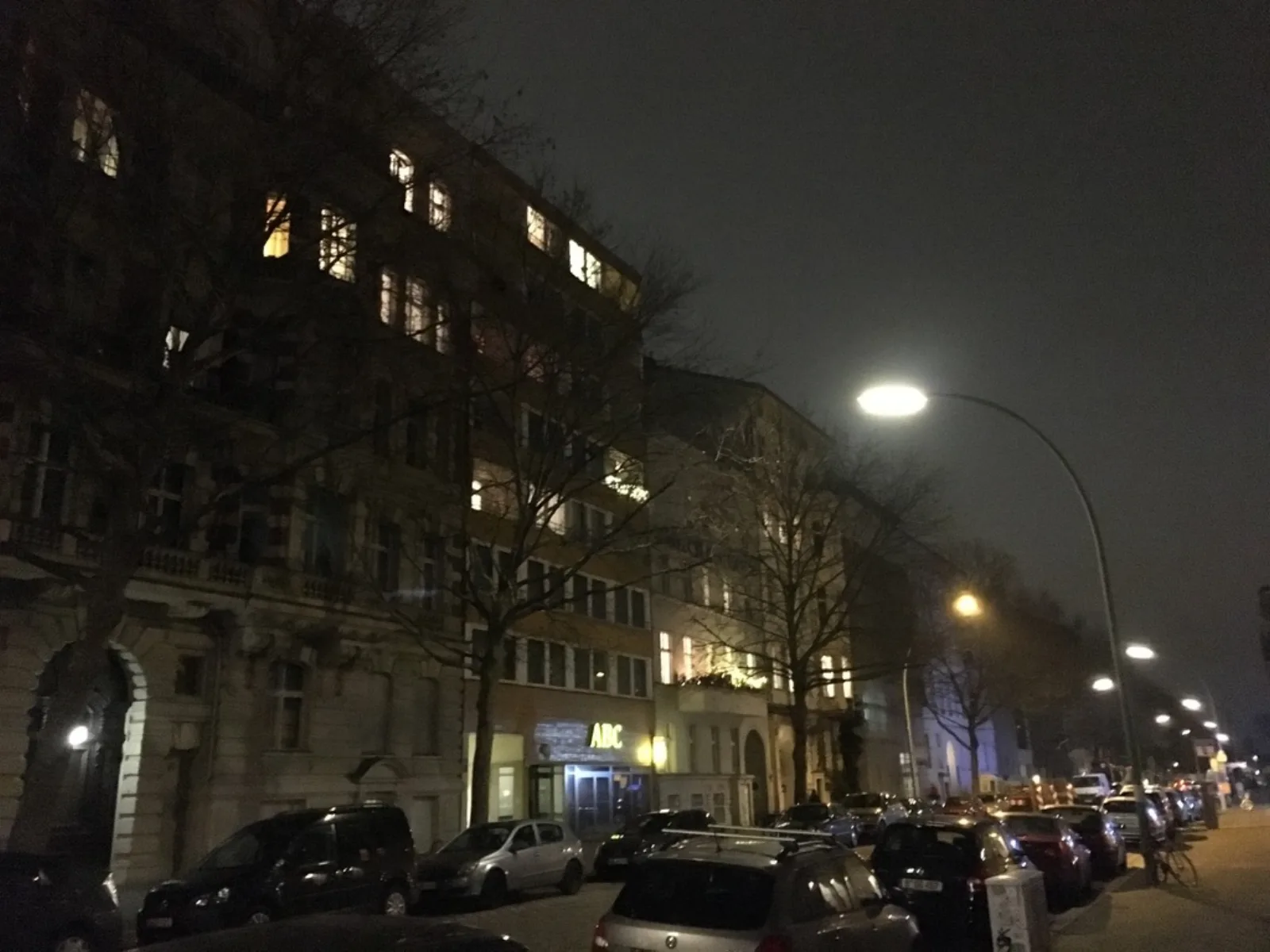 Berlin street at night